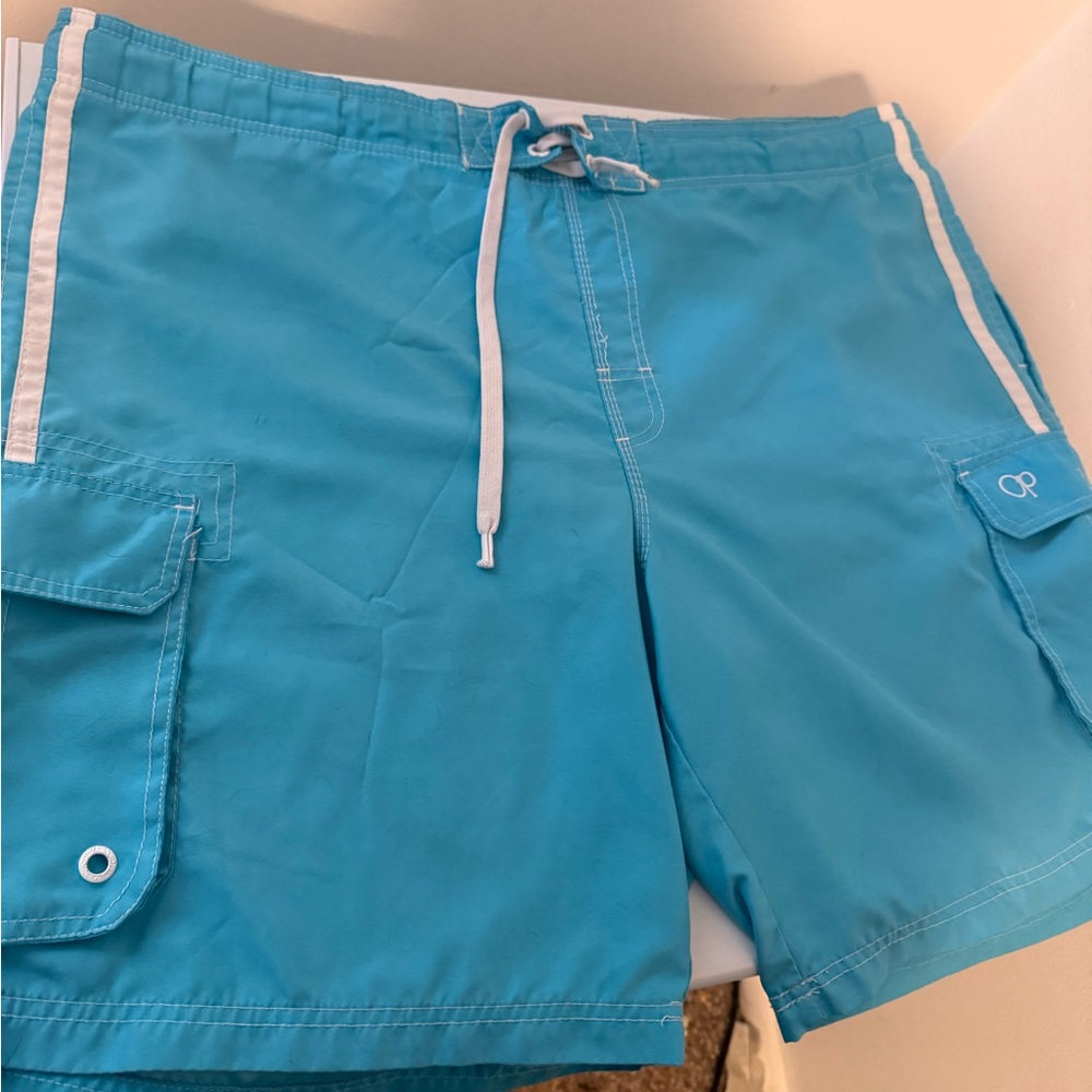 OP Men’s Board Shorts Mesh-Lined Swim Trunks Blue Size XL